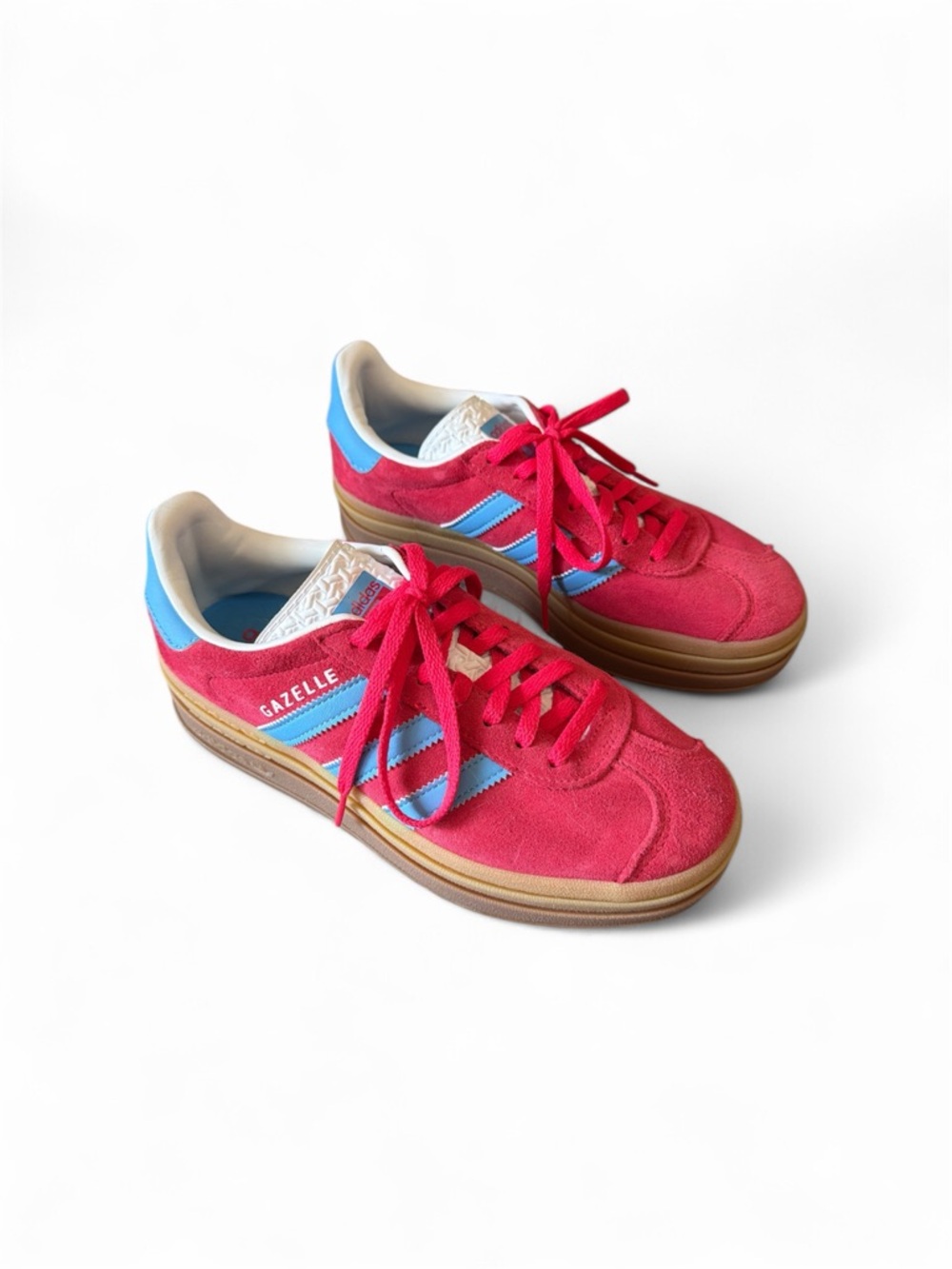 Adidas red & blue Gazelle platforms